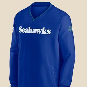 Seattle Seahawks Nike 2024 Sideline Throwback Long-Sleeve V-Neck Windshirt Large